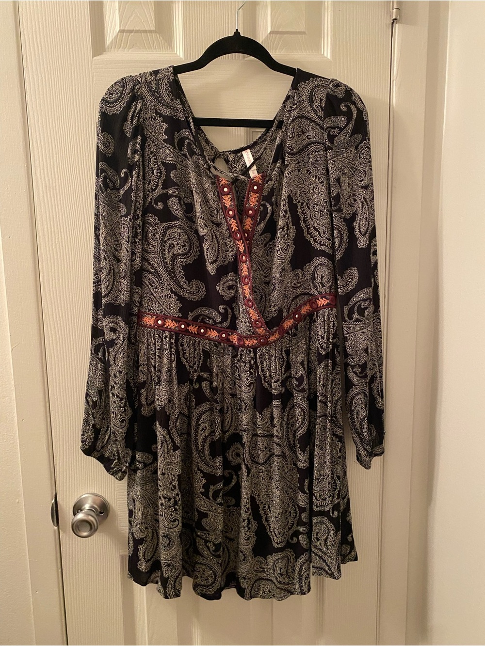 Target Black Paisley Embroidered Boho Tunic Dress
